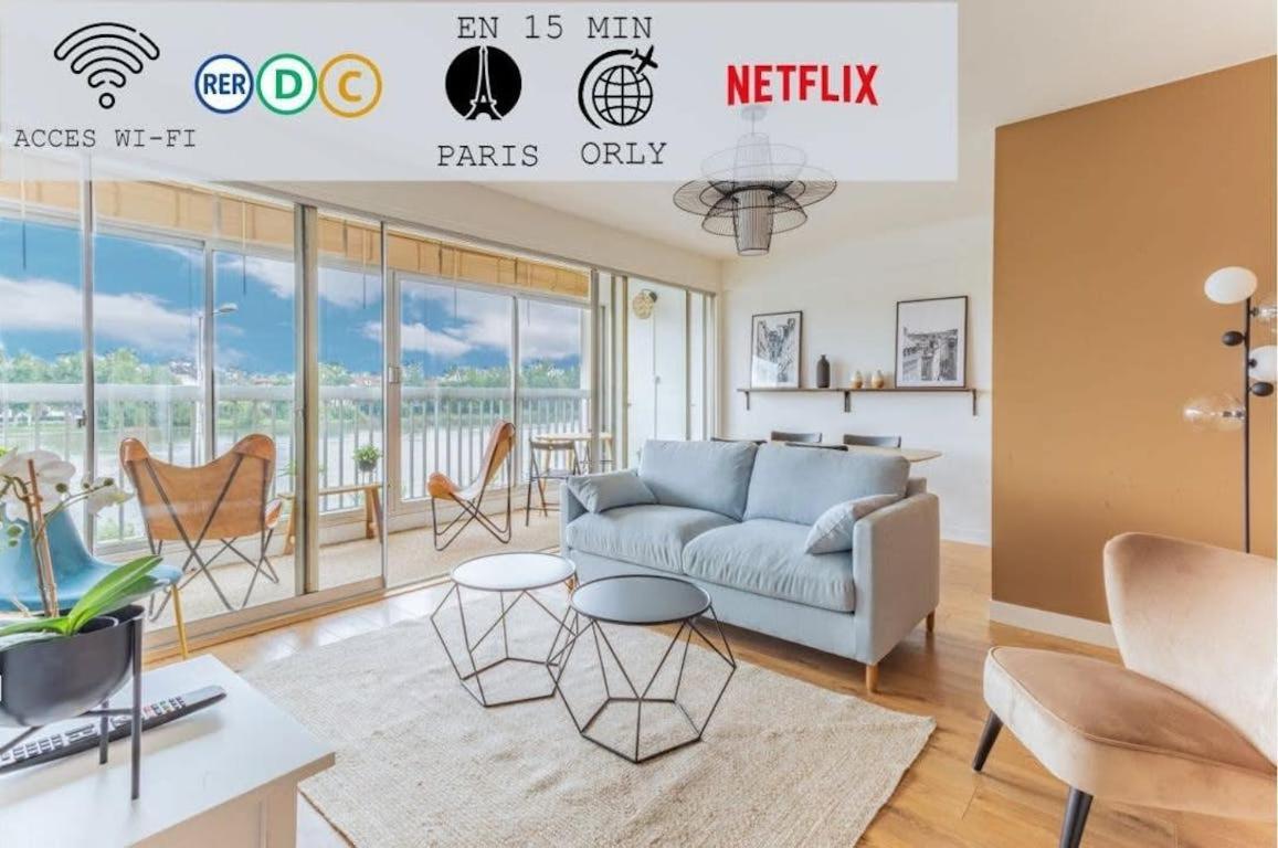 Appart'Hotel Luminous Vue Seine- Paris 15Min ジュヴィジー・シュロルジュ エクステリア 写真