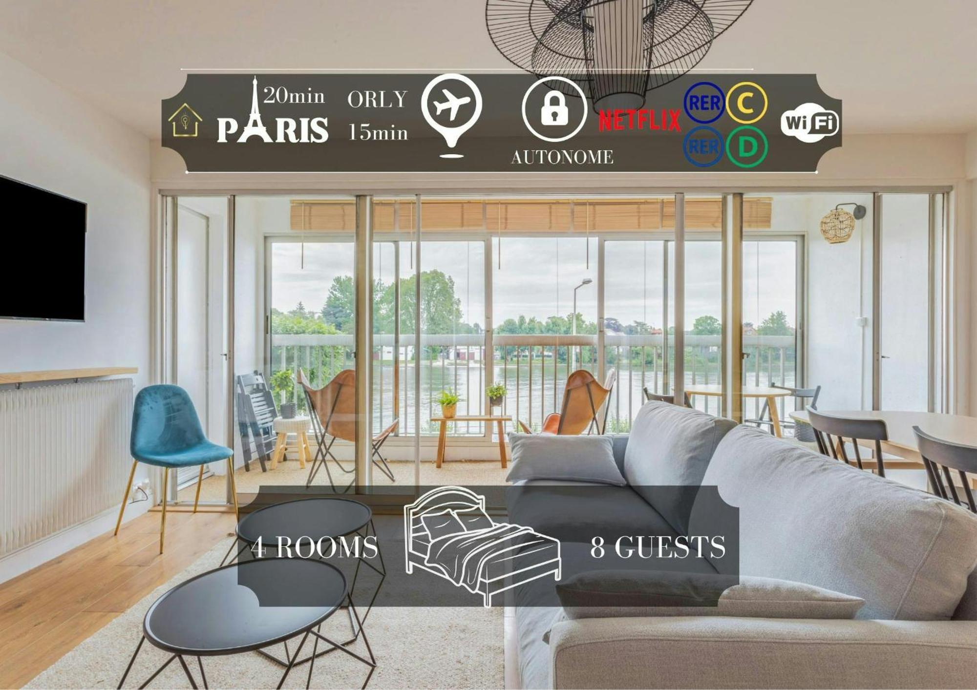 Appart'Hotel Luminous Vue Seine- Paris 15Min ジュヴィジー・シュロルジュ エクステリア 写真